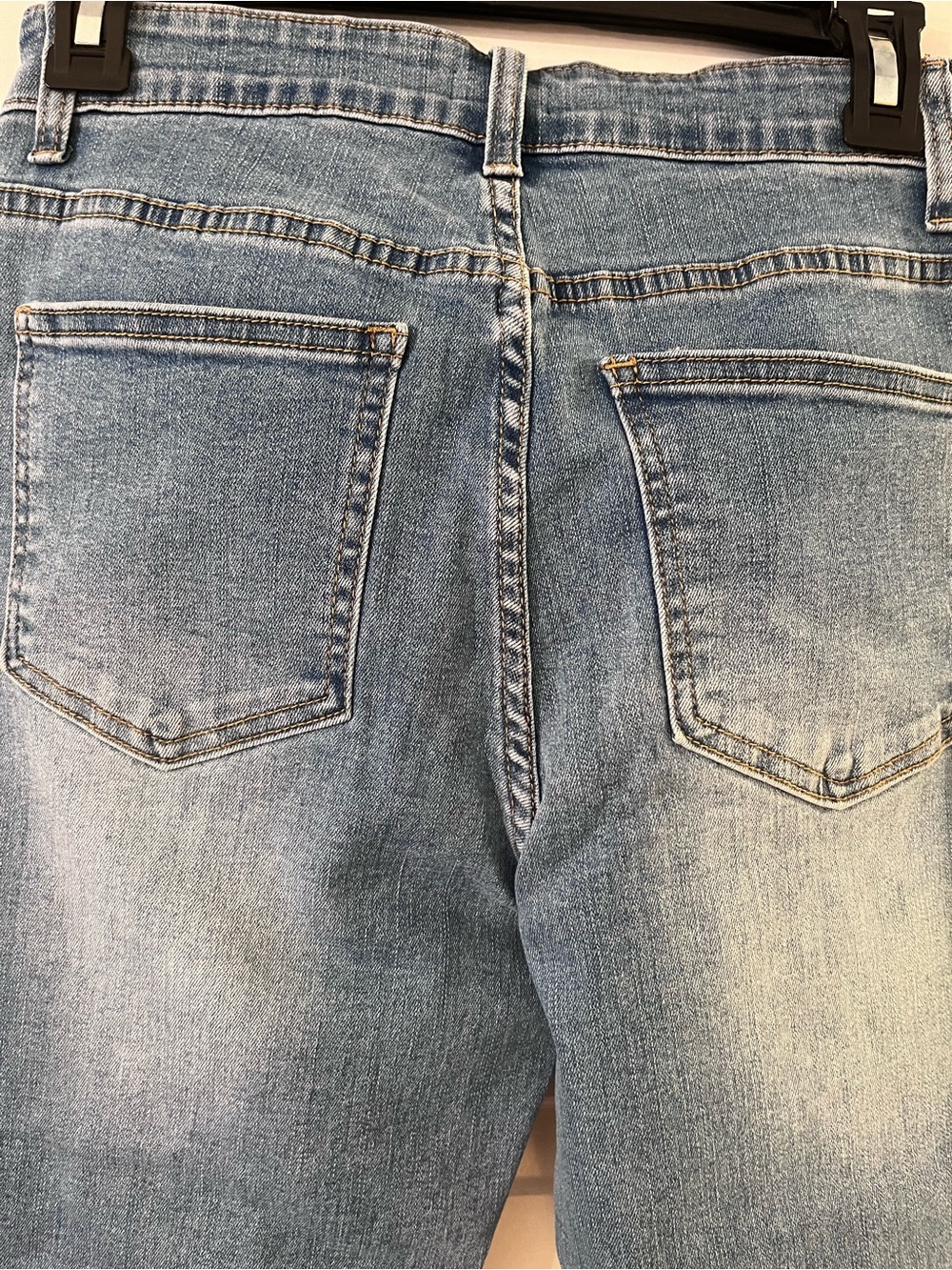 NWT Coco + Carmen Light Blue Flare Crop Jeans with Lace Hem - Picture 6 of 10